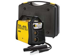 Saldatrice ad elettrodo sil 415 - alimentazione 1Ph-230V, campo di regolazione 10-150A, tensione a vuoto 102V, potenza assorbita 1,1/4,0kw max, fusibile 16A, g...