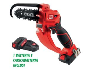 Elettrosega potatura a batteria litio 18v barra cm.15 only1 - 1 BATTERIA 18V 2,0AH E CARICABATTERIA INCLUSI, alimentazione 1 batteria 18v 2.0/4.0 Ah Litio, regolazione rapida tensione cat...
