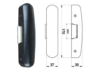 Incontri elettrici per porte antipanico 9540 - colore nero - scrocco reversibile, con antiripetitore interno, tensione 6/14 V, mm.37x170x35