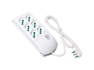 Multipresa 6 posti bipasso+schuko c/interr.termico 2 poli+t16a fido - bianca 410300 - cavo mt.1,5, N°XMMQ 3X1,0, St.Ital/ted., in confezione singola sacchetto