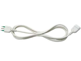 Prolunga elettrica lineare 3x0,75 bianca - mt.5 - spina + presa 10A con cavo da 3 x mmq.0,75, spine con spinotti a pettine in ottone nichelato annegati e protetti, prese con...