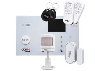 Kit di allarme wireless wifi/gsm pronto alluso dom-e - contenuto della confezione: 1 Centrale di controllo con sirena interna (cod. 60035), 1 Sensore volumetrico (cod. 60031), 1 Se...