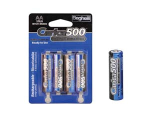 Pila stilo aa carica500 - 1,2v 1500 mAh blister da 4 pezzi - mantengono l’80% della carica anche dopo 12 mesI, ideali nell’uso con telecomandi, cordless, radio, eccezionali anche nell’us...