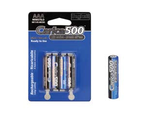 Pila ministilo aaa carica500 - 1,2v 800 mAh blister da 4 pezzi - mantengono l’80% della carica anche dopo 12 mesI, ideali nell’uso con telecomandi, cordless, radio, eccezionali anche nell’us...
