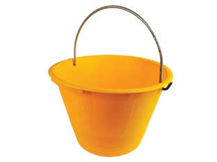 Caldarella da muratore gialla - ø cm.36 - lt.10 - secchio muratore in PE LD con manico zincato