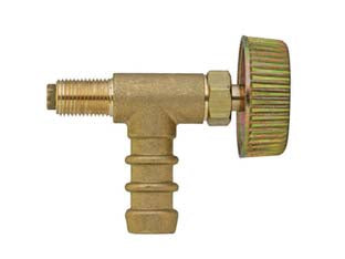 Rubinetto a spillo portagomma metano per fornelloni - portagomma entrata ø mm.14 - uscita maschio 10x1 - in ottone giallo