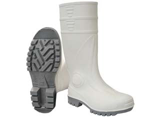 Stivali di sicurezza in pvc bianco en 345 - n°38 - colore della suola grigio - gambale e suola in PVC, colore del gambale bianco, puntale in acciaio, suola antiscivolo SRA resistente all'olio
