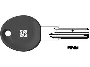 Chiavi punzonate per cilindri atra-dierre 5+6+6 spine dir6rp - DIR6RP - in alpacca, profilo dorsato, testa in plastica, per cilindri di sicurezza