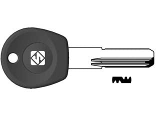 Chiavi punzonate per cilindri moia 4+7+3 spine mo2rp - MO2RP - in ottone nichelato, profilo dorsato, testa plastica arancione, per cilindri di sicurezza