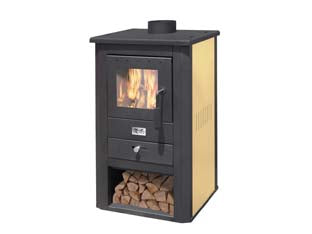 Stufa a legna pallade 10,7 kw avorio - misure cm.50x41x86h. - peso kg.58 - 10,7 kw potenza termica globale , volume riscaldabile 262 mc, consumo max legna kg/h 3,100, rendimento 73,8%, dimensione scar...