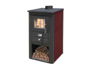 Stufa a legna pallade 10,7 kw bordeaux - misure cm.50x41x86h. - peso kg.58 - 10,7 kw potenza termica globale , volume riscaldabile 262 mc, consumo max legna kg/h 3,100, rendimento 73,8%, dimensione scar...