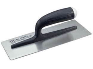 Frattone in acciaio inox saldato art.816/pia - cm..28x12 - frattone in acciaio inox- con manico e supporto in plastica rinforzata FRP, lama spessore mm.0,5, angoli arrotondati