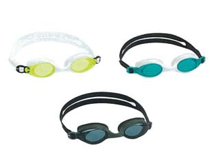 Occhialini lightning pro +3 anni - (art.21130) - in silicone con lenti In polibicarbonato, protezione Uv e antiappanamento, 3 colori assortiti: nero e blu, trasparente e gial...