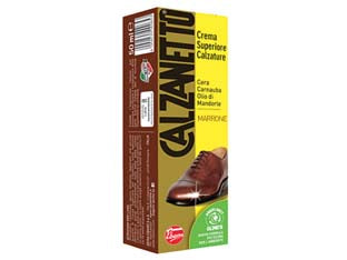 Crema lucida per scarpe marrone tubetto - ml.50 - la miscela di cere pregiate, solventi, pigmenti e acqua ne fa un prodotto di ottima qualità, di facile applicazione, ad alto ...