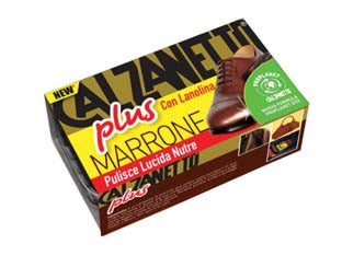 Spugna lucidante marrone - potere lucidante ed emolliente, potere impermeabile che ravviva e rinforza il colore nero grazie ai pigmenti in esso contenut...