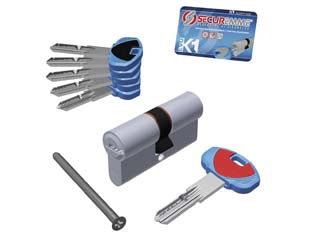 Cilindro europeo evok1 0k11 serie 3100 - mm.45x50 (3101CCS45501X5) - cilindro a profilo europeo, finitura cromo satinata e ottone, 6 perni attivi , sistema anti-bump, controperno anti-picking, -...