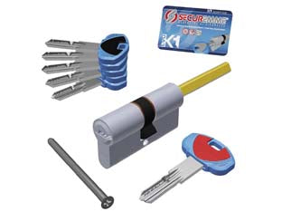 Cilindro.europeo evok1 codolo 0ck2 serie 3100 - mm.30x50 (3101QCS30501X5) - cilindro a profilo europeo, finitura cromo satinata e ottone, 6 perni attivi , sistema anti-bump, controperno anti-picking, -...