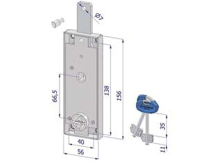 Serratura per basculante doppia mappa 2240 - (2240XZB2008AB2) - scatola in acciaio zincato, serratura per serrande con chiave doppia mappa, 2 mandate, catenaccio movimentato da maniglia/pom...