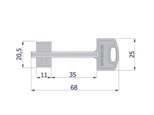 Chiave doppia mappa nichelata - (0CVBXNISBOZ) - chiave per serrature ad infilare, per persiane, per serrande e garage e casseforti 6 leve nelle versioni non SECURMAP