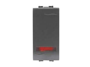 Interruttore deviatore unipolare luminoso onda - deviatore 16AX 250V (7708.6) - 1 modulo singolo, delicatamente satinato colore nero, monta su tutte le placche serie QuBe, Club, Classic, Domus, Millennium ...