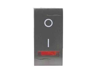 Interruttore bipolare luminoso onda - 16AX 250V (7712.2) - 1 modulo singolo, delicatamente satinato colore nero, monta su tutte le placche serie QuBe, Club, Classic, Domus, Millennium ...