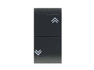 Pulsante doppio saliscendi onda - 1P(NO)+1P(NO) - 10A 250V (7737.1) - pulsante doppio interblocco per serrande, delicatamente satinato colore nero, monta su tutte le placche serie QuBe, Club, Cla...