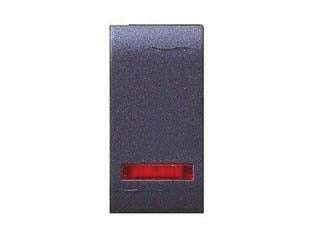 Pulsante unipolare luminoso onda - 16A 250V (7706.1) - 1 modulo singolo, delicatamente satinato colore nero, monta su tutte le placche serie QuBe, Club, Classic, Domus, Millennium ...