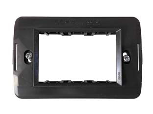 Supporto per placche 3 posti onda - 3 posti - (7723) - supporto per placche serie CLASSIC, MILLENNIUM, DOMUS, per scatole rettangolari , delicatamente satinato colore nero