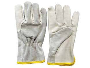 Guanto da lavoro bovino palmo fiore dorso crosta - tg.8 - elastico stringipolso interno orlato, pelle morbida grado AB, DPI classe II, EN 388, prestazione 3122