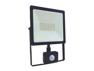 Proiettore led c/sensore crepuscolare di movimento ip44 nero - 50w PIR - 4000°K naturale - 4000lm - 178x48x225h - 220-240V, con sensore crepuscolare di presenza ad infrarossi passivi PIR, con funzione PIR solo di sera e con funzione PIR an...
