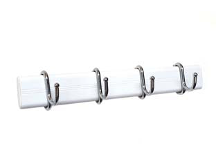 Appenditutto adesivo mini pronty bianco - cm.22,5 - barra in alluminio, con 4 ganci in metallo cromati