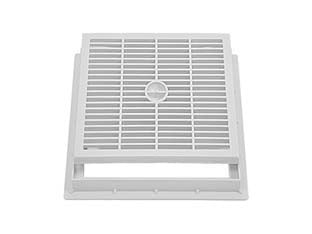 Chiusino grigliato con telaio per pozzetto - cm.30x30 - in PP copolimero grigio chiaro