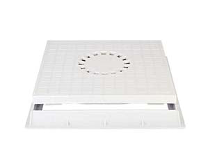 Chiusino sifonato con telaio per pozzetto - cm.40x40 - ø cm.17,5 - in PP copolimero grigio chiaro, con sifone centrale