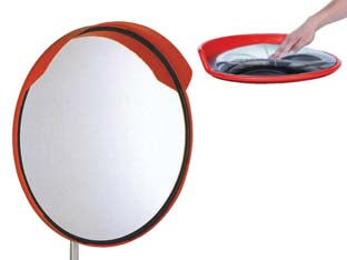 Specchio stradale parabolico infrangibile in policarbonato - ø cm.80 - scocca posteriore realizzata in ABS, dotata di visiera parasole/parapioggia per migliorare la visibilità dello specchio, part...