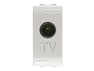 Presa tv/sat coassiale aqua - ø mm.9,5 diretta (7658) - presa coassiale diretta passante TV tipo IEC femmina non schermata per frequenza fino a 2400 MHz, colore bianco, monta su tut...