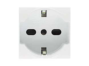 Presa sicurezza schuko trivalente aqua - 2 poli+terra 10/16 SCHUKO c/sicurezza (7648.I) - presa di sicurezza schuko trivalente standard italiano-tedesco 250V, colore bianco, monta su tutte le placche serie QuBe, Clu...