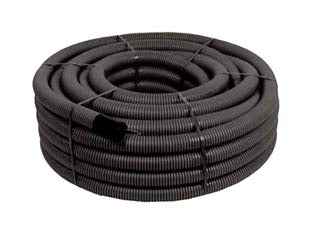Tubo corrugato doppia parete per cavidotto - ø mm.50 in rotoli da mt.50 - in polietitilene, parete esterna corrugata di colore nero e parete interna liscia di colore nero, temperatura minima di eserc...