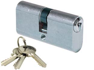 Cilindro infilare ovale ottone cromo satinato 2302 - mm.60 centrato (30+30) KA - in dotazione: 3 chiavi