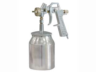 Aerografo serbatoio inferiore con attacco rapido profilo germania - ugello mm.1,8 - corpo alluminio nichelato, spillo acciaio inox, ugello ottone, serbatoio inferiore metallo