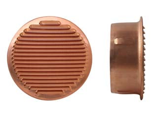 Griglia aerazione tonda fissa in rame - ø mm.120 - griglia con retina anti insetti in rame, fissa, imballate singolarmente in blister, UNI EN 13141-2:2010