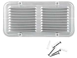 Griglia aerazione rettangolare in alluminio - cm.36x14h. - griglia in alluminio con retina anti insetti in rame, imballate singolarmente in blister, completa di viti color alluminio e ...