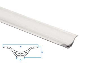 Profilo raccordo igienico rigido con laterali morbidi bianco - mm. A=29 C=7 H=10 - barra mt.2,5 - in PVC, rigido con laterali morbidi, ha un’ottima facilità di posa e una resistenza eccellente ad agenti atmosferici, solvent...