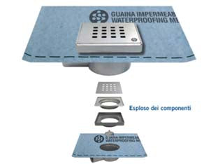 Chiusino regolabile sifonato per doccia con guaina - cm.10x10 - guaina mt.1x1 - corpo e sifone in ABS, telaio in ABS e acciaio, griglia in acciaio INOX AISI 304, con guaina composta da due strati esterni i...