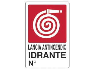 Cartello lancia antincendio idrante n° - cm.20x30h. - in polipropilene compatto