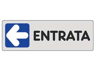 Targhetta adesiva entrata (freccia a sinistra) - cm.15X5h. - in PVC
