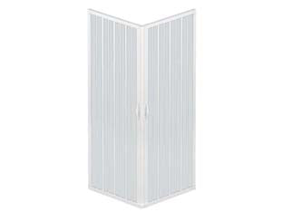 Box doccia luna ad angolo 2 porte estensibile in pvc - cm.minimo70/80x minimo110/120x185h - linea lux, riducibile attraverso il taglio del binario di scorrimento