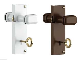 Serratura con pomolo in plastica per porte a soffietto - noce - serratura in alluminio con pomolo in plastica e chiave