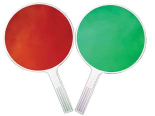 Paletta per transito alternato da movieri - ø cm.30 - lunghezza del manico cm.23, colore rosso/verde