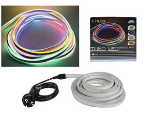 Tubo neon tapelight multicolor per uso interno esterno - mt.6 - per uso interno ed esterno, 120 led per metro, cavo alimentazione cm.150