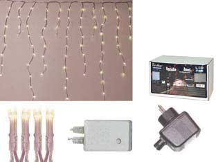 Tenda sfalsata 150 led bianco caldo per esterno con gioco luci - mt.5 + 2,7 x 0,9 - tensione 220-250v/50Hz, con spina SCHUKO, grado di isolamento IP44 , confezionata in scatola illustrata, connettibile, per un...